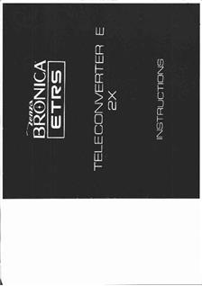 Bronica Lens - Accessories manual. Camera Instructions.